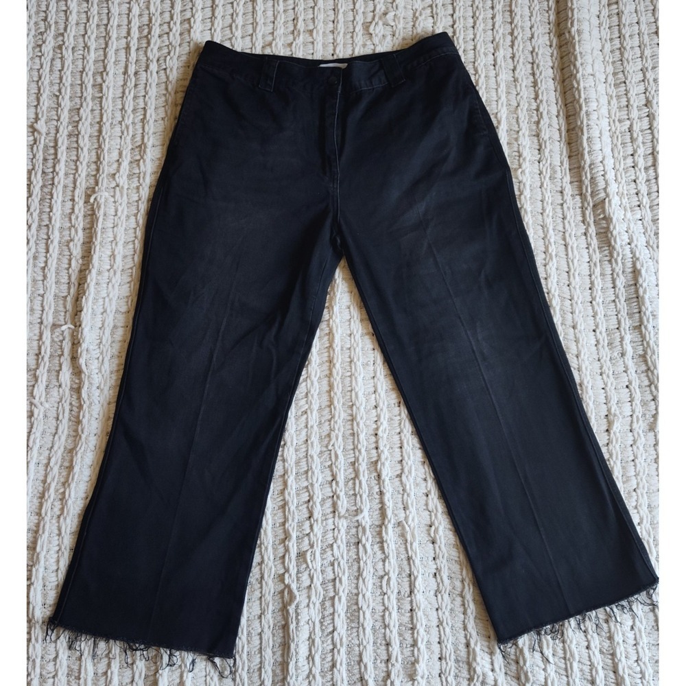 Saint Art Faded Black Wash Denim Jeans Wide Leg XXL Raw Hemline Womans EUC